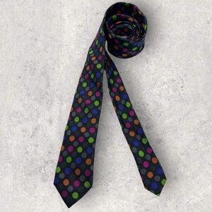 HEMLEY Black/Green/Pink Polka Dot Silk LUXURY Tie GERMANY